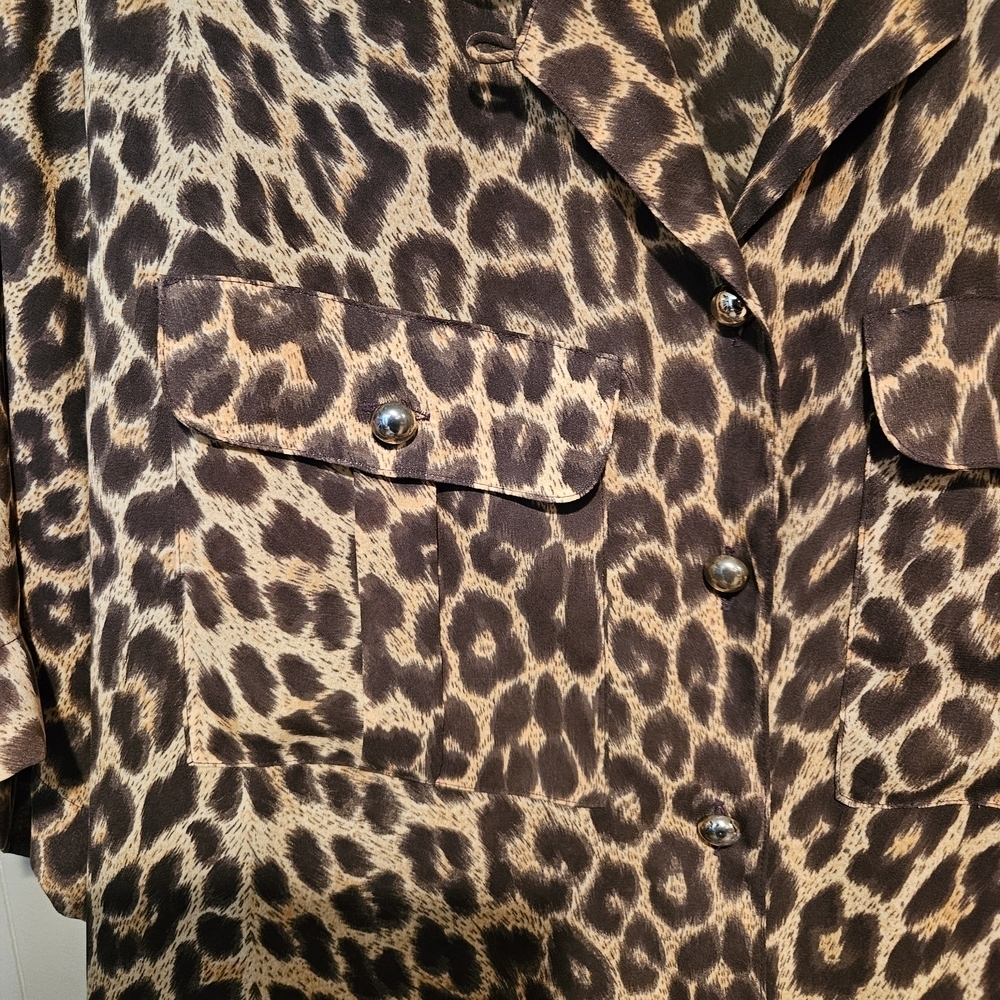 Jordan Brown Leopard Print Casual Shirt - Picture 3 of 5